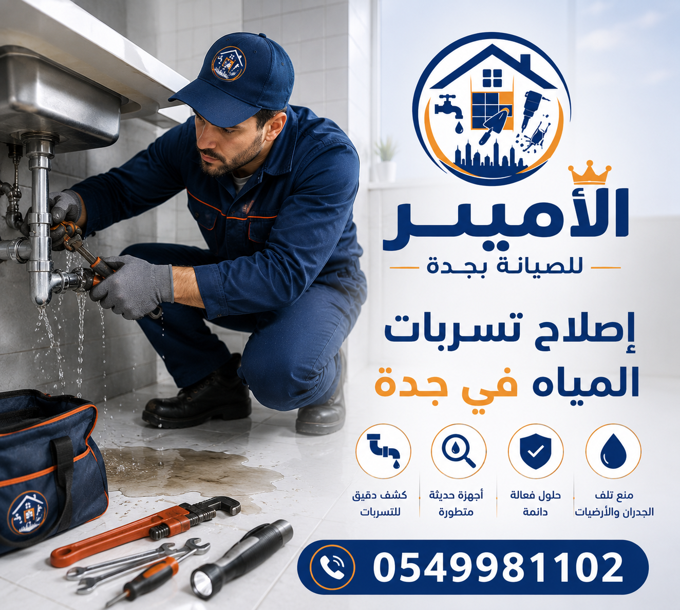 إصلاح تسربات المياه في جدة