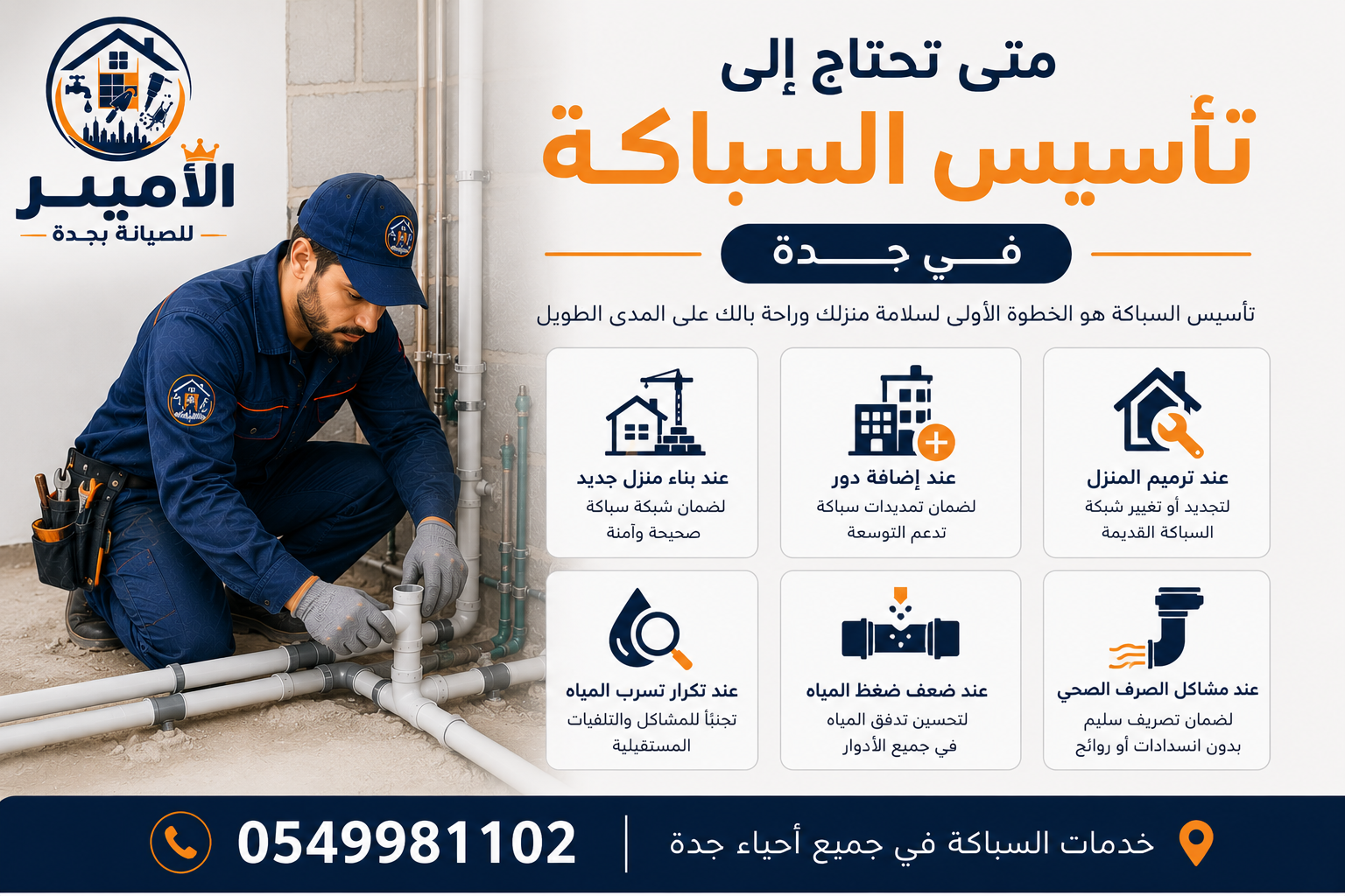 متي تحتاج الي تأسيس السباكة في جدة